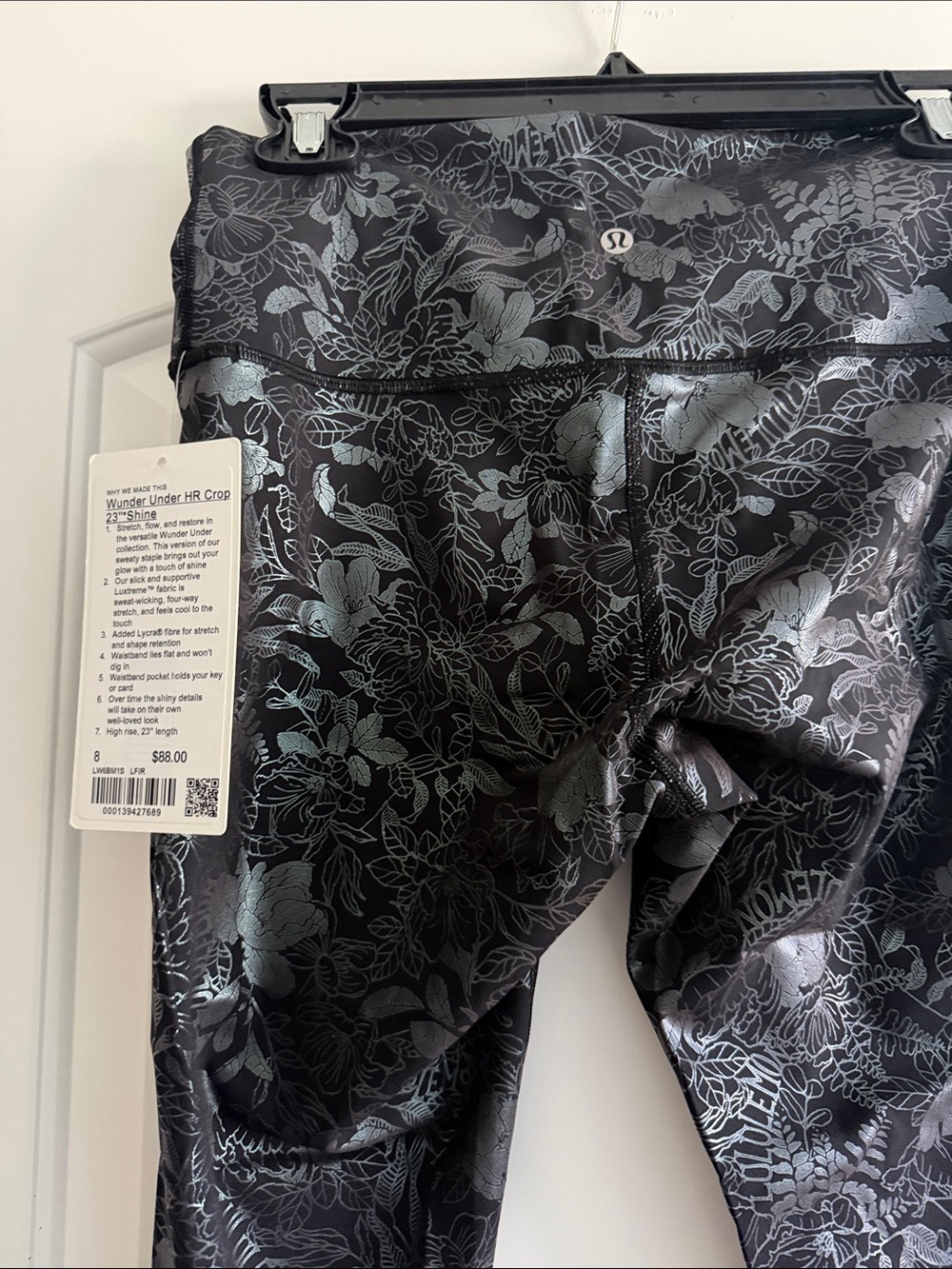 BNWTlululemon athletica Kids High-Rise Floral Print Leggings - Black with Silver